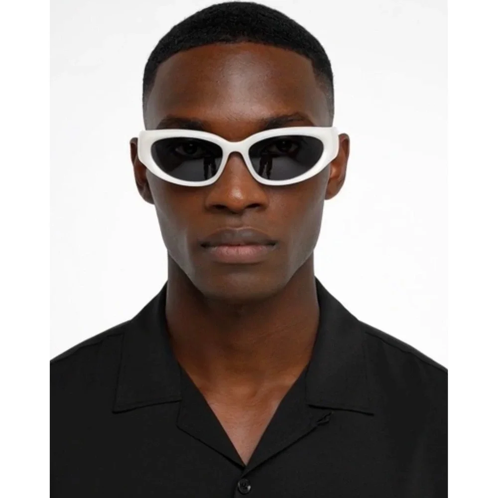 Square Sunglasses White Frame Black‎ Lens 100% UV Protection Street Wear Fishing